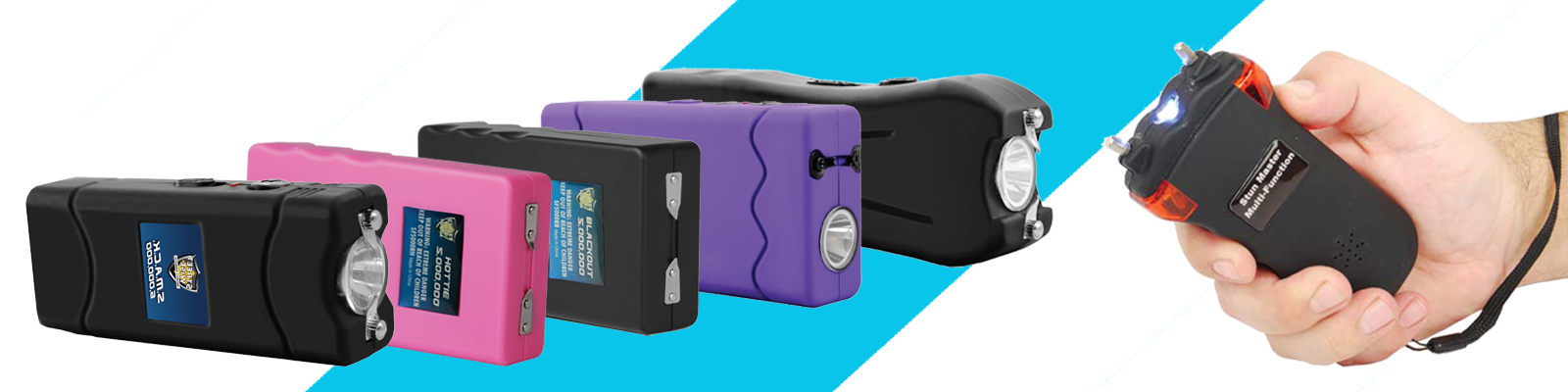 Rechargeable stun guns come with an included recharging cord or built-in plug.