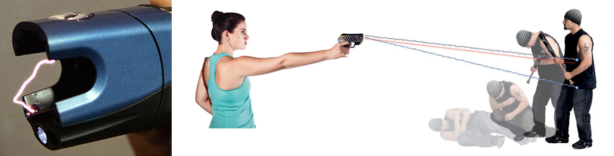 TASER devices can be fired up to 15 feet distance, or can be used as a direct contact stun gun.