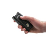 This stun gun combines 3 features to keep you safe, a powerful stun gun, a loud alarm and a bright flashlight.