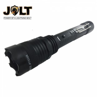 This tactical stun gun flashlight features shock proof exterior, blinding light, safety features, is rechargeable and includes a heavy duty belt clip.