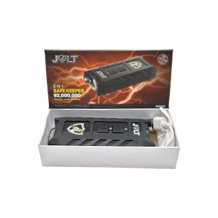 This stun gun combines 3 features to keep you safe, a powerful stun gun, a loud alarm and a bright flashlight.