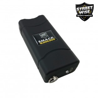 Powerful keychain stun gun with a bright LED light and safety switch, perfect for walking to your car or home at night. 