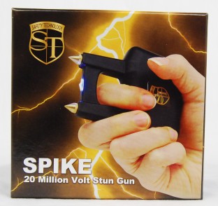 This stun gun is double trouble with a high voltage stun and 2 sharp spikes for a brutal punch, it is also rechargeable, has a safety switch and includes a holster.