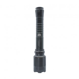 This stun flashlight is 9.5 inches long, high voltage, features a bright flashlight with 3 light modes, safety switch, is rechargeable and includes a holster with belt loop for easy carrying.