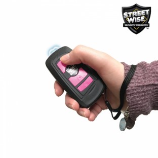 This compact stun gun is high voltage and features a loud alarm, bright LED flashlight, safety switch and is rechargeable.