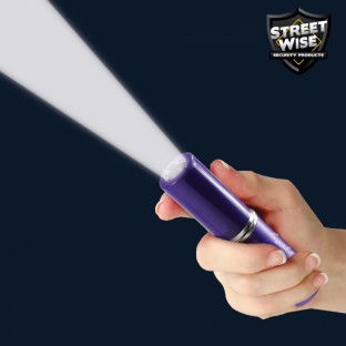This concealed stun gun is compact and easy to use, it features a bright LED light, safety cap and is rechargeable. 