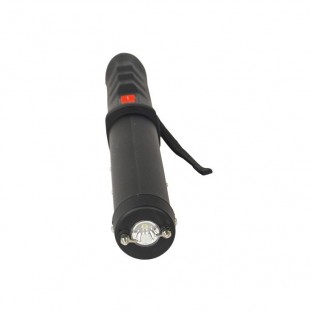 This 12" long stun baton is high voltage and features a loud 120 dB alarm, bright 120 lumen flashlight, and stun strips for extra protection.