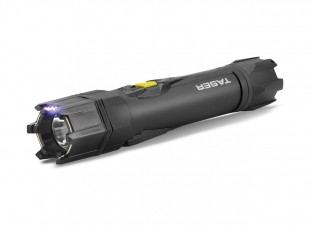 The Taser StrikeLight is a high voltage stun flashlight with a powerful 80 lumen flashlight, rechargeable battery, and wrist strap for easy carrying.