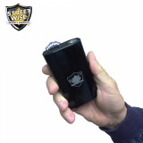 This powerful and discreetly designed stun gun features a bright 180 lumen XPE Cree LED flashlight, incorporates a large capacity 5200 mAh power bank to power your devices, has a safety switch and is rechargeable.