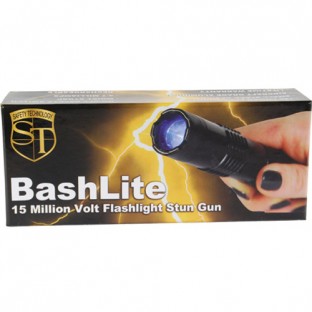 This stun flashlight features a super bright light, is rechargeable, has a safety switch, wrist strap, ad includes a holster for easy carrying.