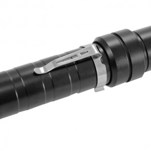 This stun baton features a 14 inch long reach, triple stun technology, blinding light, safety features, has military grade aluminum alloy exterior, and is rechargeable.