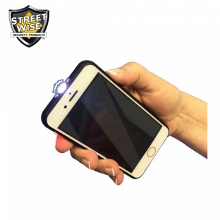 This high-voltage stun gun is disguised as a smart phone, it incorporates a loud alarm for an added level of safety, features a bright LED flashlight and is rechargeable.