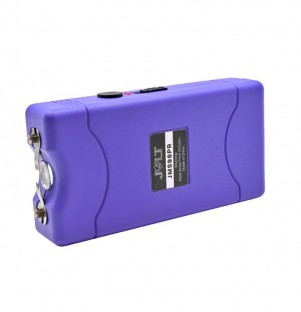 This powerful stun gun features triple stun technology, bright LED flashlight, a disable pin, safety switch, is rechargeable and has a metal clip. 