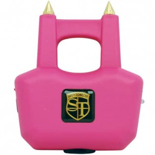 This stun gun is double trouble with a high voltage stun and 2 sharp spikes for a brutal punch, it is also rechargeable, has a safety switch and includes a holster.