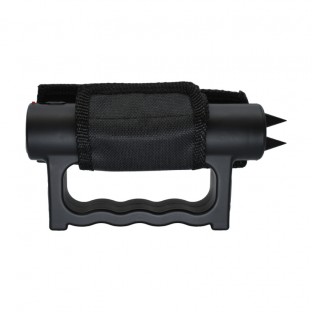 This knuckle stun gun features two stun areas, two self defense spikes, bright LED light, safety switch, is rechargeable, and includes a holster for easy carrying.