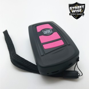 This compact stun gun is high voltage and features a loud alarm, bright LED flashlight, safety switch and is rechargeable.