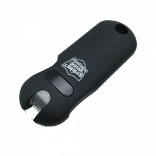 This high voltage stun gun features a touch sensing safety for quicker self defense, it attaches to your keys so that you are always ready, has a bright LED flashlight, and is rechargeable.