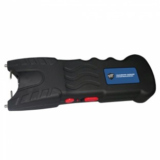 This stun gun features a bright LED light, safety switch, disable pin, is rechargeable and includes a holster for easy carrying.