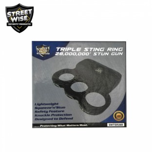 The triple sting ring has a large contact area across your fist giving you "electric knuckles" for incredible self defense, features squeeze-n-stun technology, a safety switch, and is rechargeable.