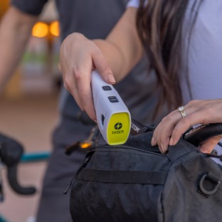 The Taser Bolt 2 features laser assisted targeting, 15 ft. range, 30 second energy burst, bright LED flashlight, 2 firing cartridges and connects to the Axon Protect app.