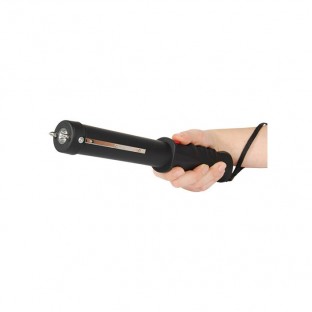 This 12" long stun baton is high voltage and features a loud 120 dB alarm, bright 120 lumen flashlight, and stun strips for extra protection.