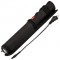 This 12" long stun baton is high voltage and features a loud 120 dB alarm, bright 120 lumen flashlight, and stun strips for extra protection.