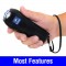 This stun gun mixes the best features in one device with squeeze and stun technology, loud 120dB alarm, safety switch and disable pin, is rechargeable and includes a holster for easy carrying.